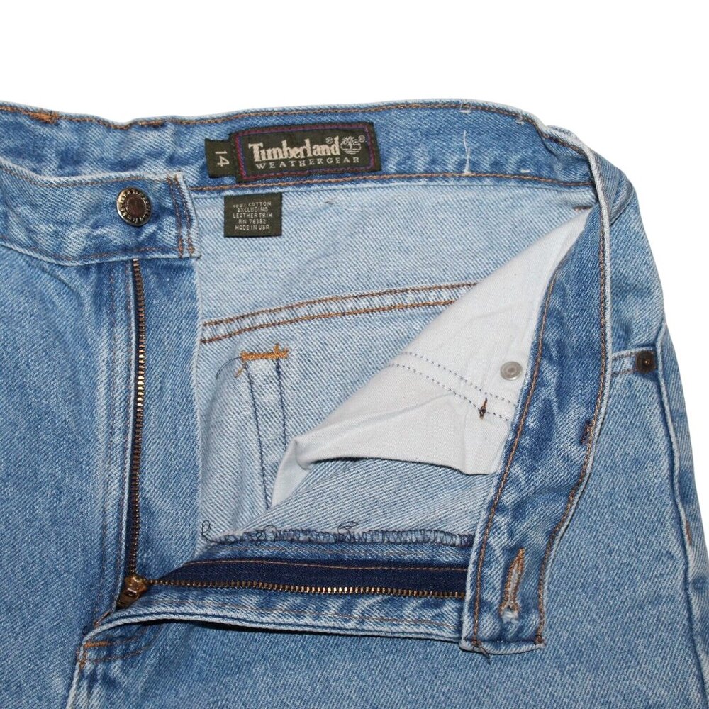 VTG Timberland Womens 14 Lt Washed Straight Leg Denim Jeans 80s Style Made USA - Picture 11 of 11